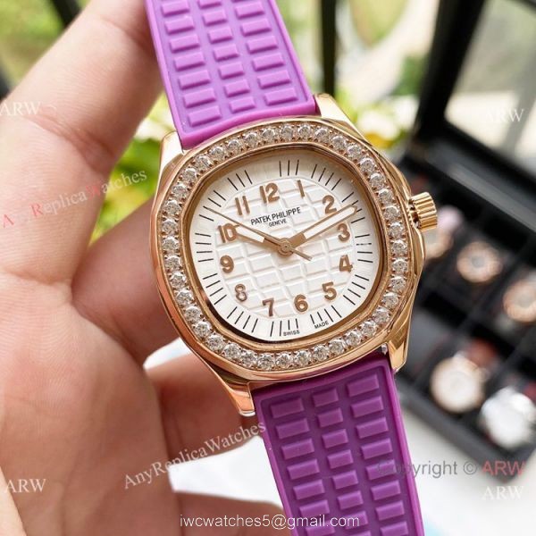 Replica Patek Philippe Lady-Aquanaut Watch Diamond Bezel Rose Gold 1