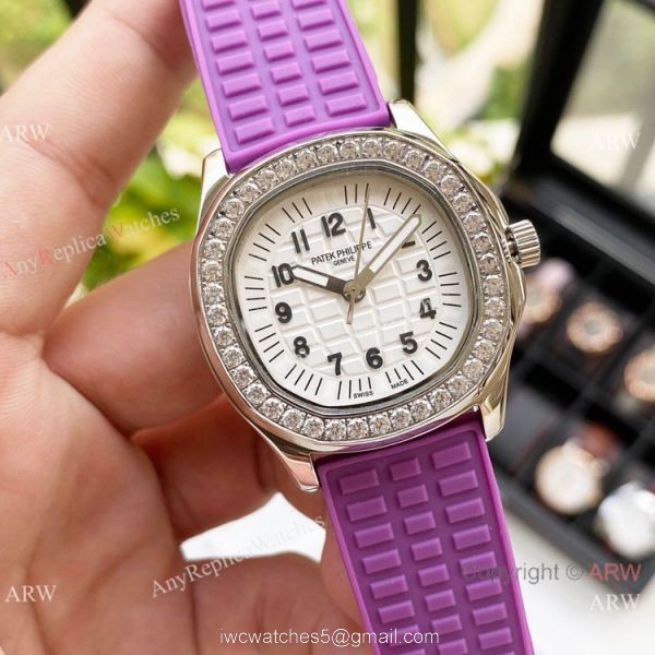 Replica Patek Philippe Lady-Aquanaut Watch Diamond Bezel Black Dial 1