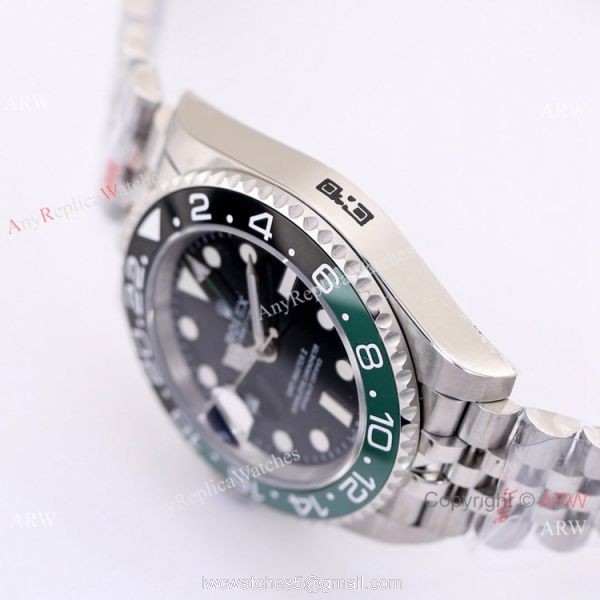 Left-Hand Rolex Watch GMT Master II &8216;Sprite with Green and Black Bezel Watch Super Clone 3186 Movement 1