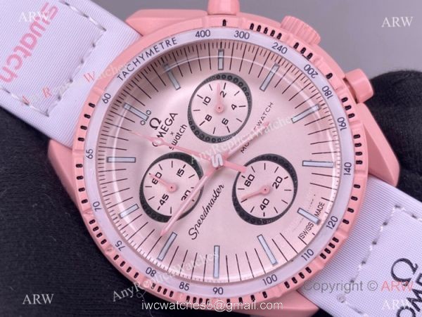 2022 New! Replica Swatch x Omega Mission to Venus Watch Pink Version 1