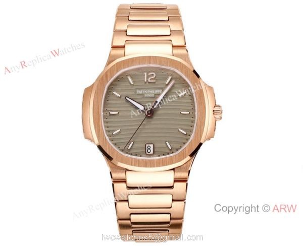 Swiss Cal.324 SC Patek Philippe Lady-Nautilus Copy Watches Rose Gold Dial 1
