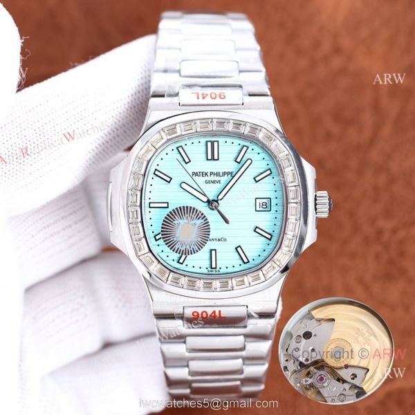 Swiss Quality Patek Philippe Nautilus Olive Green Dial Diamond Watch 8215 Citizen 1