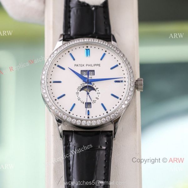 Swiss Quality Copy Patek Philippe Annual Calendar Calatrava Citizen Watch Blue Moon Dial 1