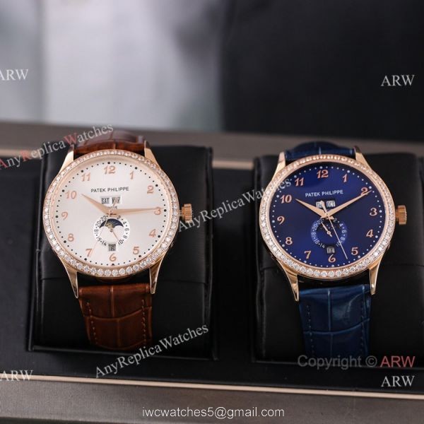 Swiss Quality Patek Philippe Calatrava Annual Calendar Silver Dial Rose Gold Watches 1