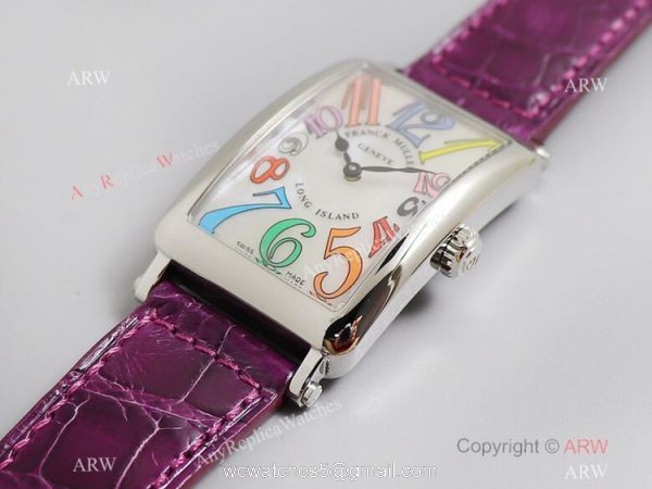 2021 New Franck Muller Long Island 952QZ Purple Leather Strap Franck Muller 1:1 Copy Watch 1