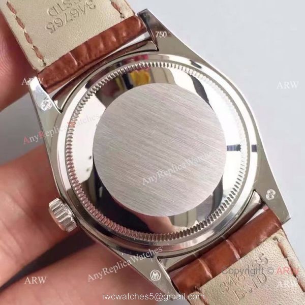 Swiss Coipy Rolex Day Date Oyster Watch Brown Dial Brown Leather Replica 2