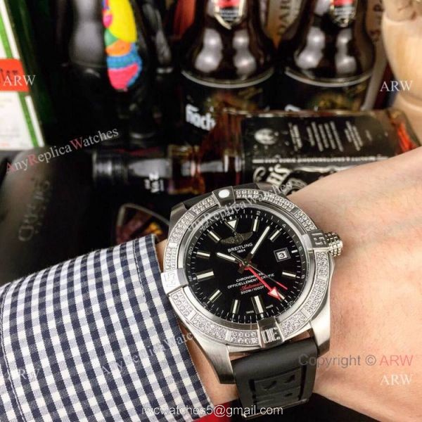 AAA Replica Breitling Avenger II GMT Diamond Watch Cream Face 2