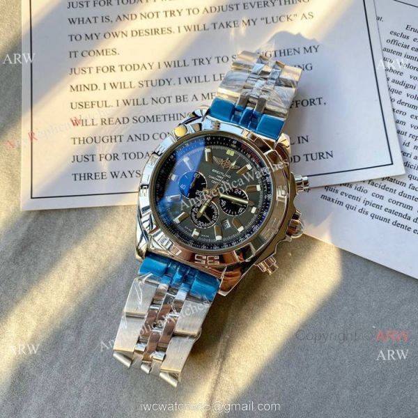 Clone Breitling Chronomat B01 Watch BlackYellow Rubber Strap 2
