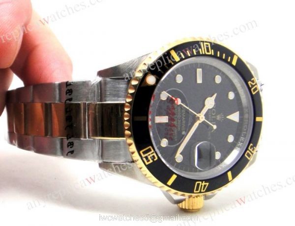 Classic Model Rolex Two Tone Submariner Black Dial High Quality Copy Watch 2