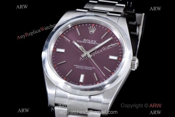 1:1 Best Edition Replica Rolex Oyster Perpetual Purple Dial 39mm Watch ARF 904L Swiss 2836 Movement 2