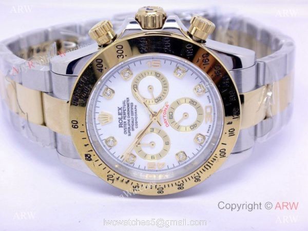 High Quality Daytona 2-Tone White Face Diamond Watch 2