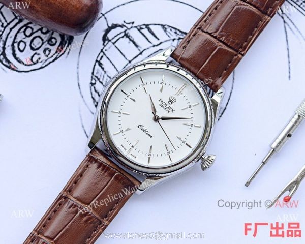 Copy Rolex Cellini Time 40mm Watch Blue Dial Blue Leather Strap 2