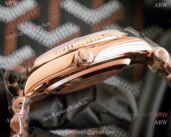 Swiss Copy Rolex DateJust ETA2836 Watch 36mm Rose Gold Gray Dial 2