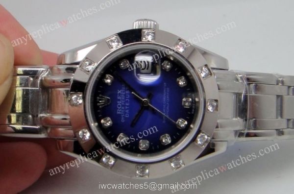 Rolex Masterpiece Datejust Watch: SS Blue Face Copy Rolex Watch Ladies Gift 2