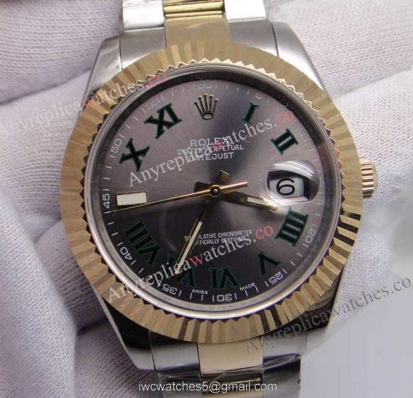 NEW UPGRADED Rolex Datejust II 2-Tone Gray Face Green Roman DJII 41mm Watch 2