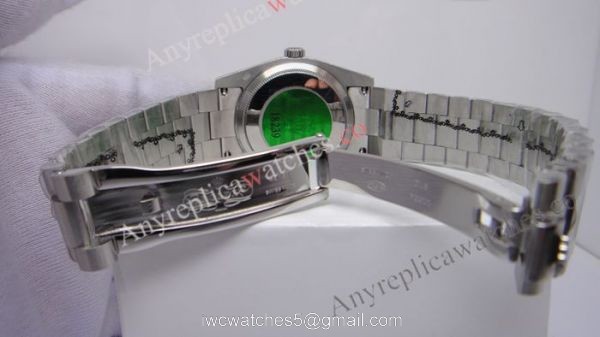 Rolex Day-Date Polished Stainless Steel Black Dial Mens Replica Watch 2