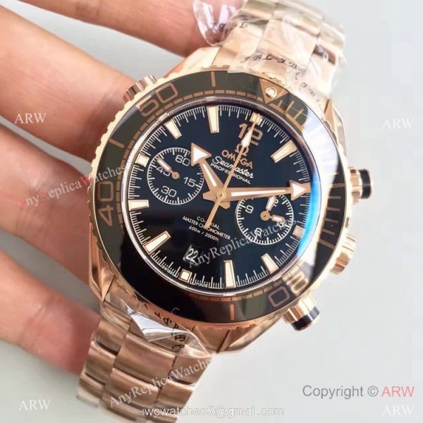 (OM)New Copy Swiss Omega Seamaster 9901 Watch Rose Gold Black Face 2
