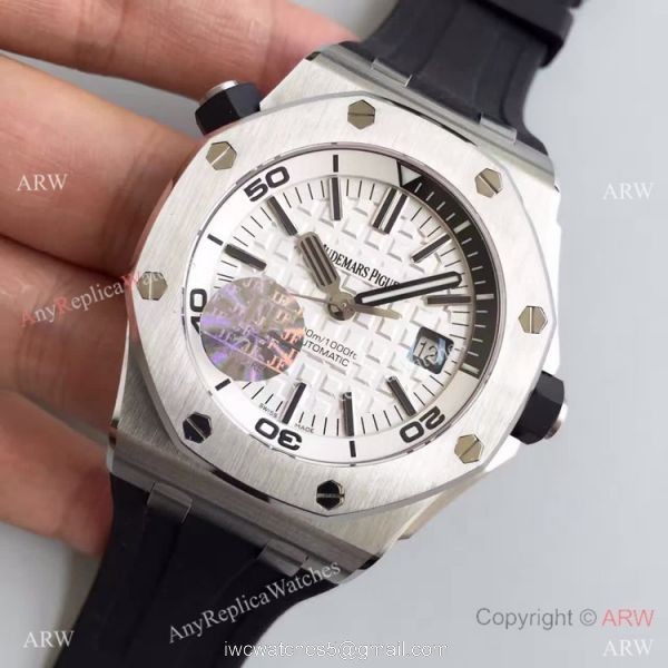 Swiss Audemars Piguet Royal Oak Offshore 3120 SS White Dial Watch Copy 2