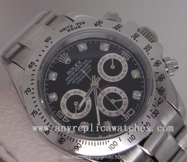 Rolex Daytona Black Face Diamond Markers Mens Clone Watch 2