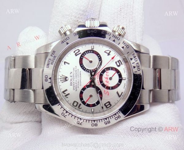 Rolex Daytona Silver w/black Subdial Replica Watch 2