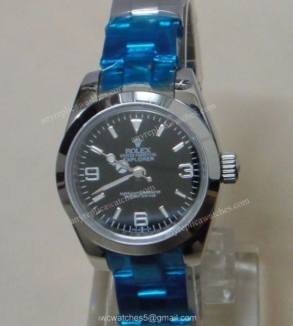 Rolex Explorer Oyster Band Black Face Replica Ladies Watch 2