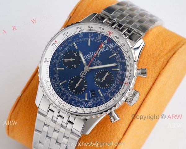 Super Clone Breitling Navitimer 01 Valjoux 7750 Watch Stainless Steel Blue Dial 2