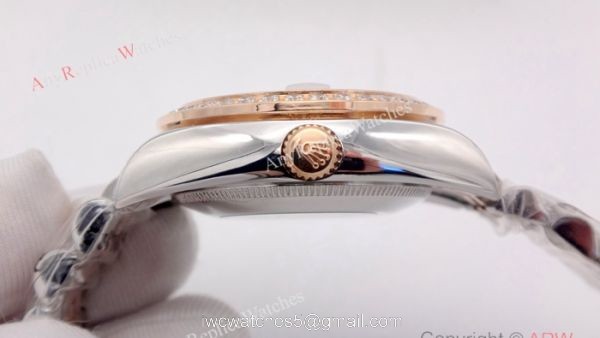 Copy Rolex Datejust Diamond Dial 2-Tone Rose Gold Jubilee White MOP Watch for Woman 31mm 2