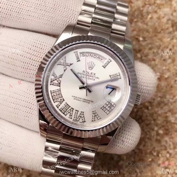 AAA Quality Replica Rolex Presidential Day-Date 40MM Watch MingZhu Movement Fluted Bezel Roman Face 2