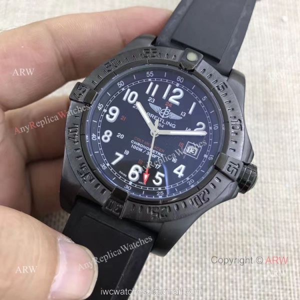 Fake Breitling Colt Skyracer Black Steel Case Automatic Movement Black Rubber Strap Watch 2