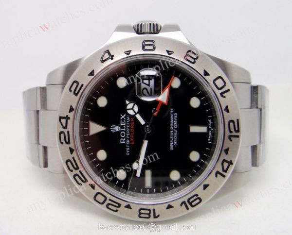 NEW UPGRADED Replica Rolex Explorer II GMT Watch Stainless Steel Black 42mm 2