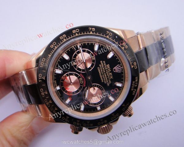 Replica Rolex Daytona Rose Gold Case Black Face Watch for Perfect Gift 2