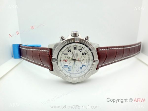 Replica Breitling Super Avenger II White Dial Brown Leather Band Watch 2