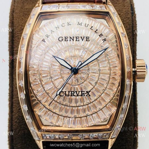 Swiss Replica Franck Muller Curvex diamond Watch Rose Gold 43mm 2