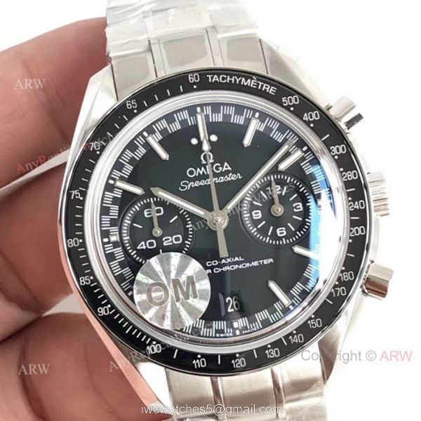 OM Factory Omega Speedmaster Racing Chronomeyer 9900 Watch Stainless Steel Black Dial 2