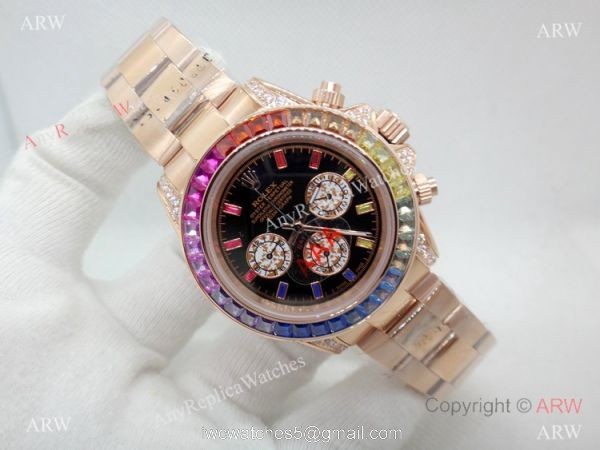 Newest Rolex Daytona Rainbow 40mm watch Rose Gold Automatic Movement 2