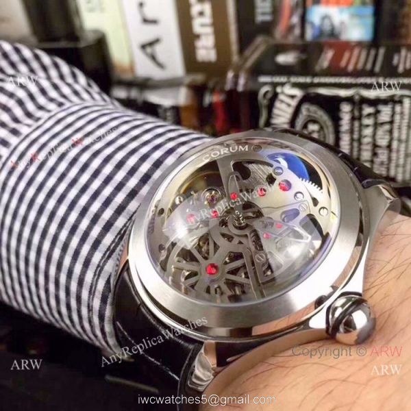 Buy Replica Corum Skeleton Bubble Squelette Silver Dial Watch 45mm 2