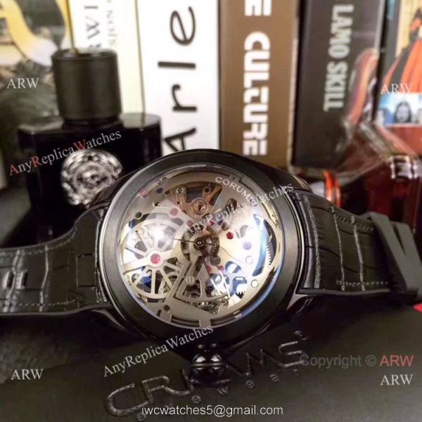 Replica Corum Skeleton Bubble Squelette Watch Black Case Silver Dial 2