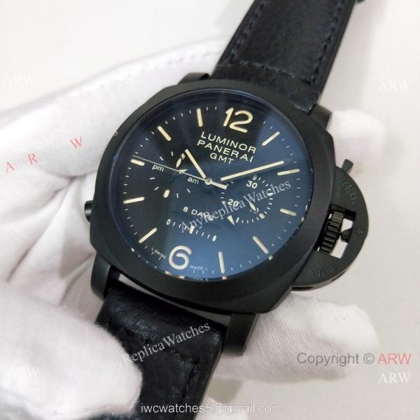 Replica Panerai Luminor GMT PAM 317 Watch Black Case Brown Markers 2