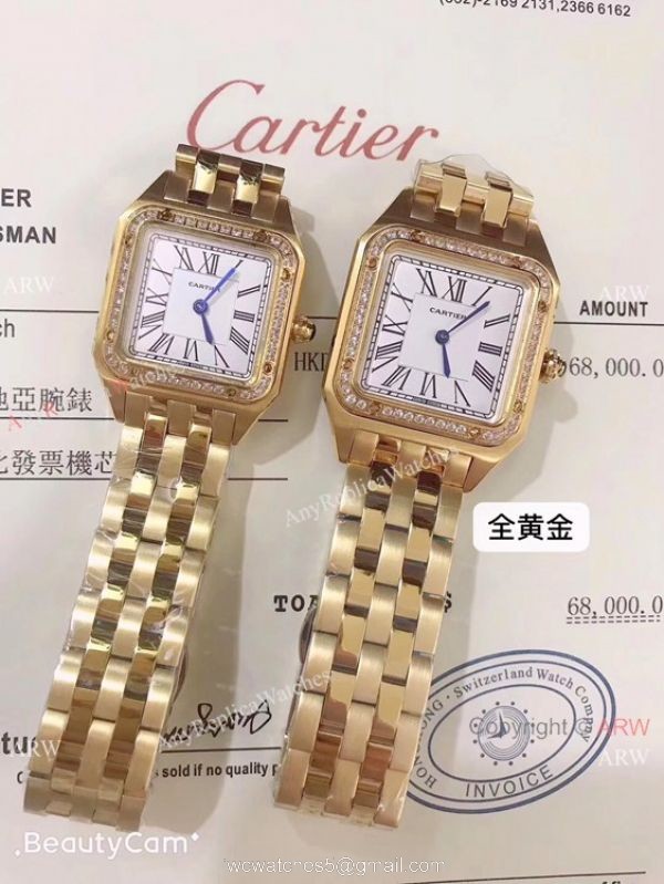 Two Tone Cartier Santos Diamond Replica Watch Lover watch New Replica 2