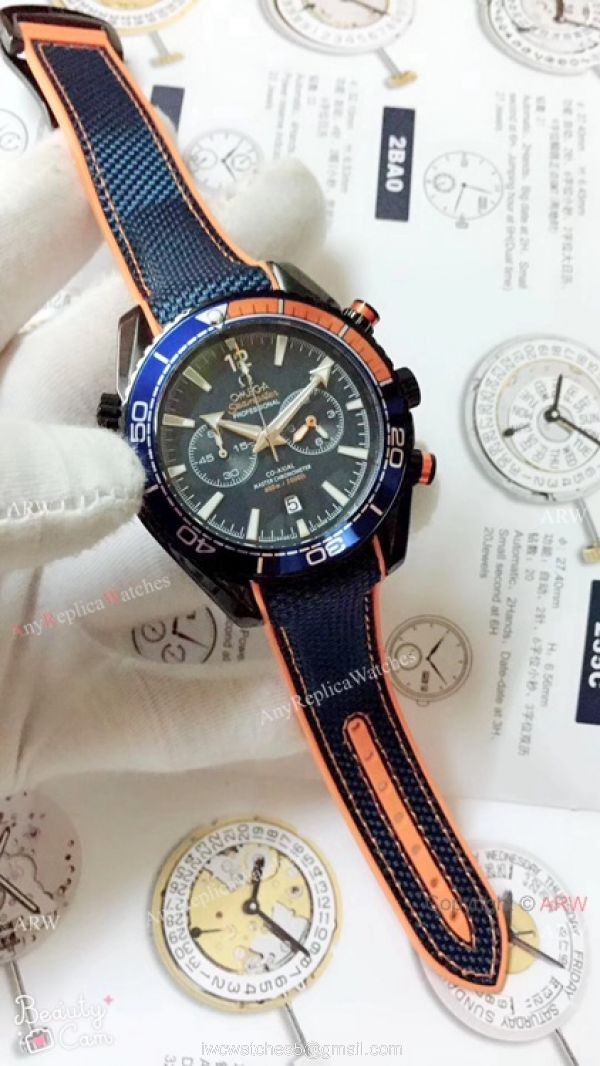 Best Copy Omega Planet Ocean 600m Chronograph Watch Red Black Bezel 2