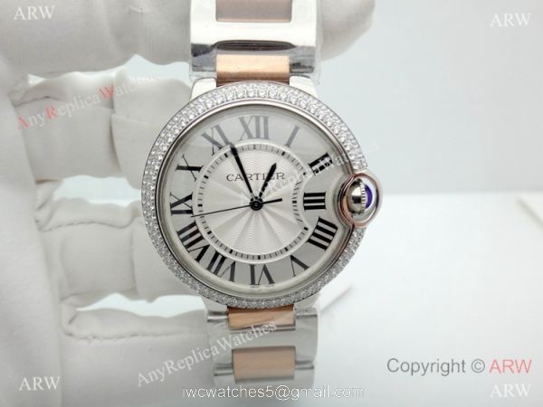 Replica Cartier Ballon Bleu 2 Tone Rose Gold Quartz Watch 36mm 2