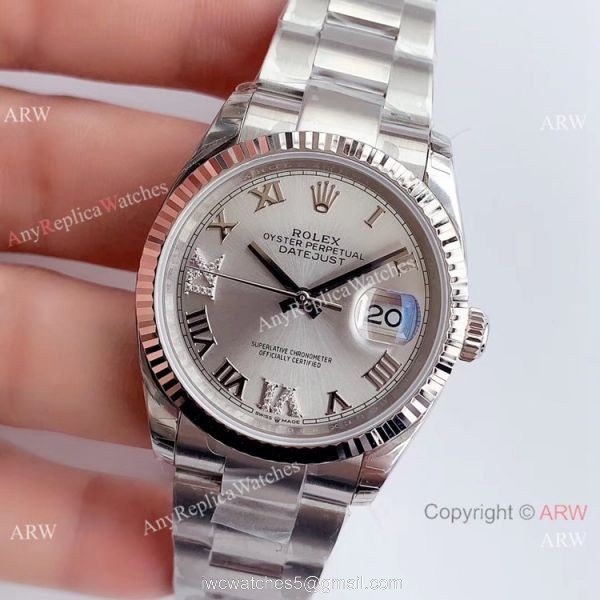 (EW) Replica Rolex Datejust 36mm Watch SS Silver Dial Oyster Band Rolex EW Factory 2