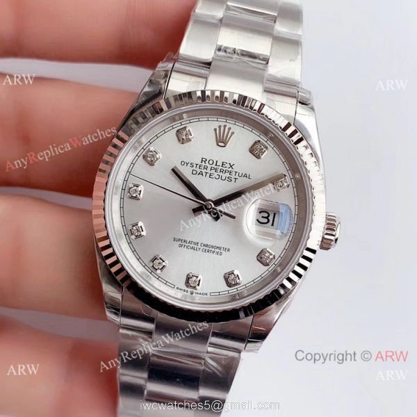 (EW)Rolex EW Factory Datejust 36mm Watch Stainless Steel Silver Diamond Dial 2