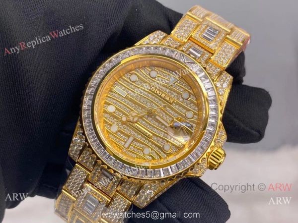 Swiss Quality Rolex GMT-Master II 116769 Ice Watch Replica Yellow Gold 2