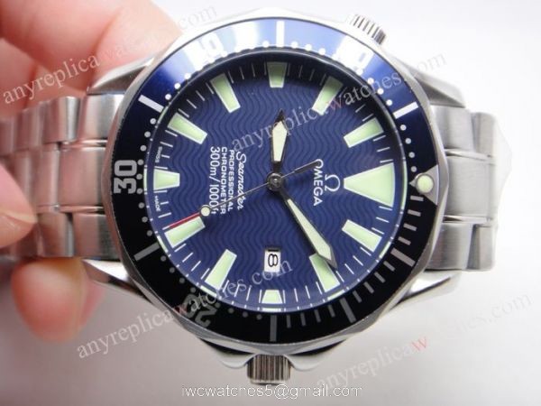 Seamaster Omega James Bond Watch Replica SS Blue Face Automatic Mens Watch 2