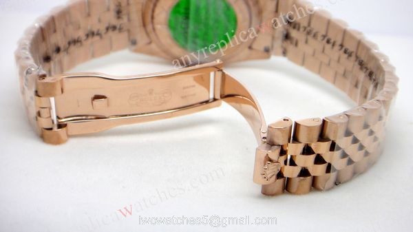 Rose Gold Rolex Datejust Diamond Bezel White Face Watch 2