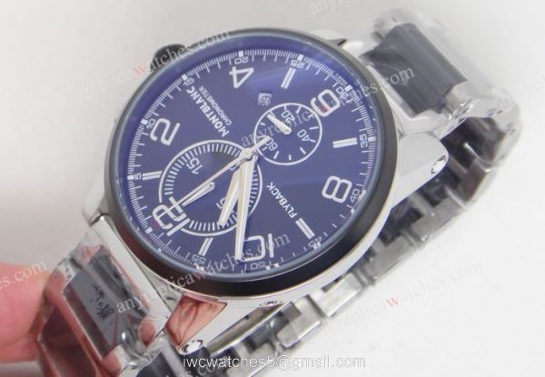 MONTBLANC FLYBACK REPLICA BLACK CHRONOGRAPH STEEL BLACK WATCH 2