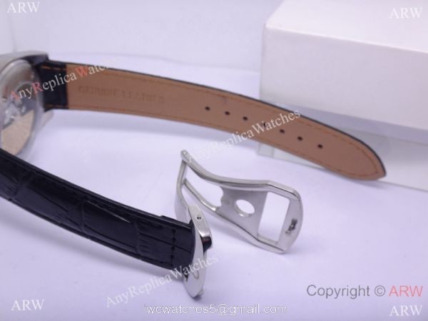 Replica Omega Seamaster Co-Axial Watch Black Dial / Black Leather Strap 2
