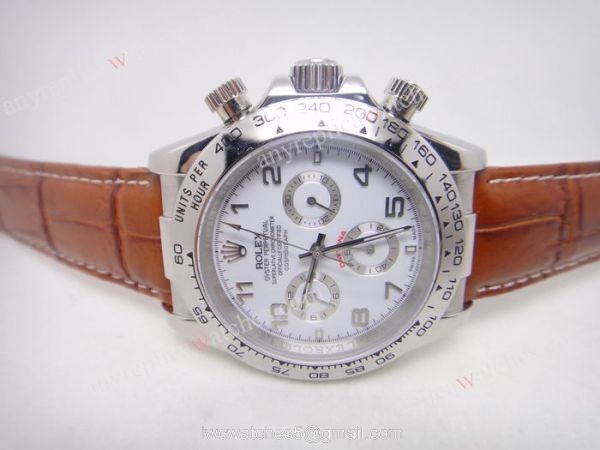 Rolex Daytona SS White Arabic / Brown Leather / Copy Rolex Watch 2
