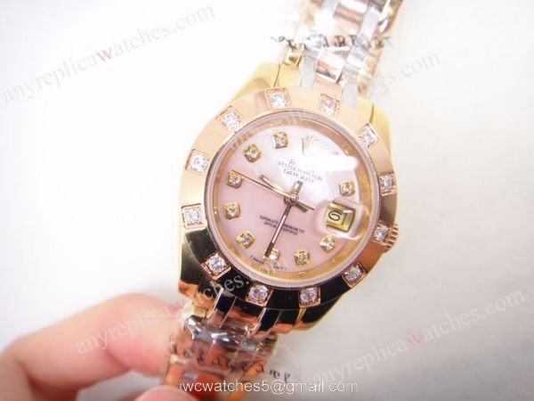 Clone Rolex Datejust Masterpiece 3-Tone Pink MOP Ladys Watch 2